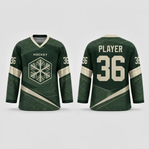 Custom Forest Green & Cream Hockey Jersey Custom Forest Green & Cream Hockey Jersey full-sublimation design concept, front and back