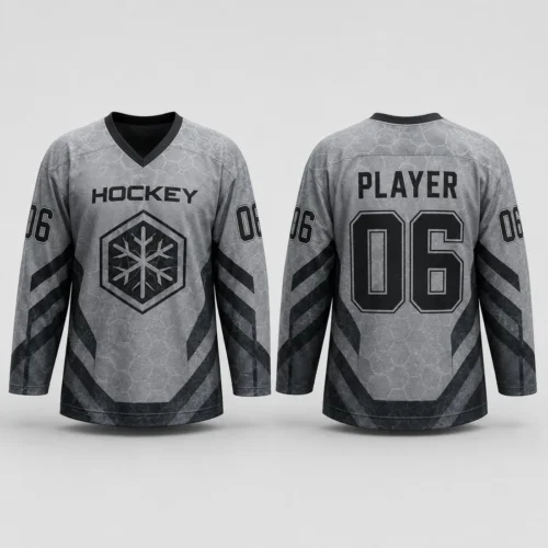 Custom Grey & Black Practice Hockey Jersey Custom Grey & Black Practice Hockey Jersey full-sublimation design concept, front and back