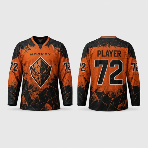 Custom Orange & Black Hockey Jersey Custom Orange & Black Hockey Jersey full-sublimation design concept, front and back