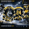 Black & gold wolf · 24 Black & gold wolf · 24 full-sublimation player hockey jersey artwork reference