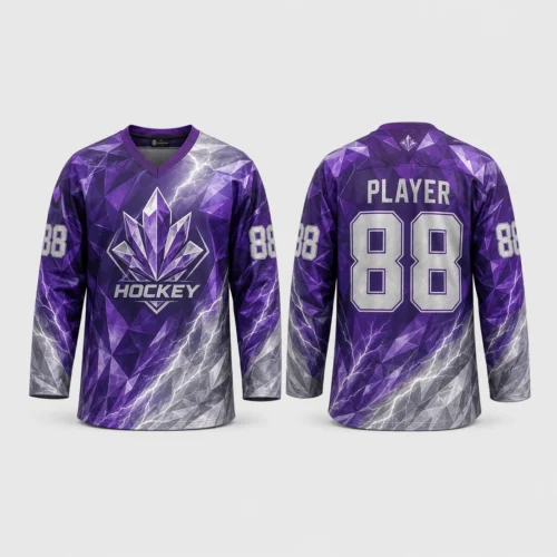 Custom Purple & Silver Hockey Jersey Custom Purple & Silver Hockey Jersey full-sublimation design concept, front and back