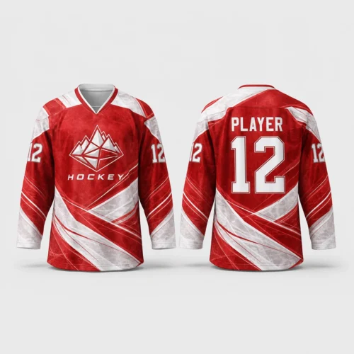 Custom Red & White Hockey Jersey Custom Red & White Hockey Jersey full-sublimation design concept, front and back