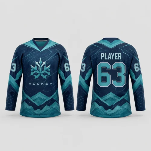 Custom Teal & Navy Hockey Jersey Custom Teal & Navy Hockey Jersey full-sublimation design concept, front and back