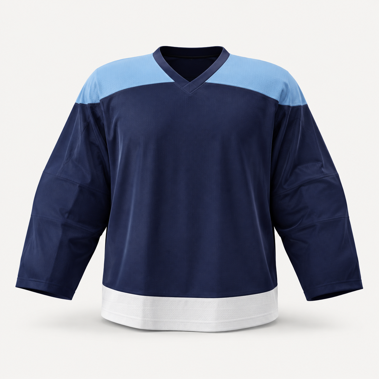 Custom Navy & Ice Blue Goalie Hockey Jersey — AI design concept