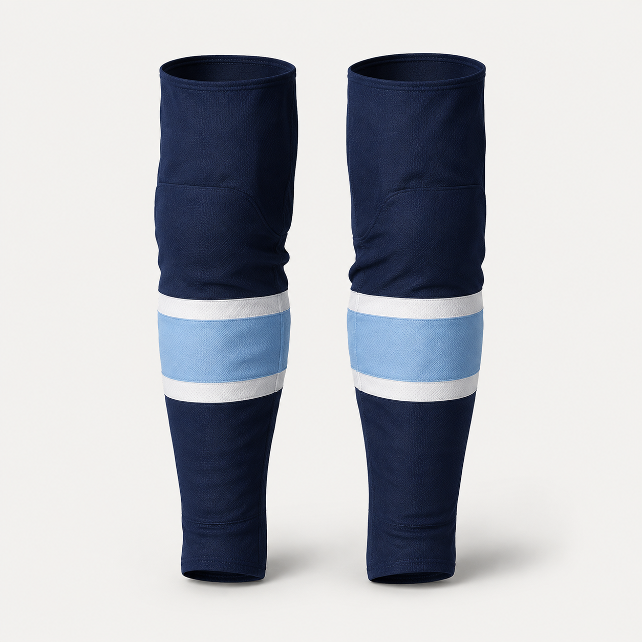 Custom Navy & Ice Blue Hockey Socks — AI design concept